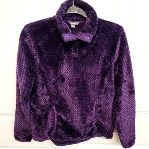 Eddie Bauer Womens Size Small Everett 1/4 Snap Plush Fleece Pullover Plum EUC